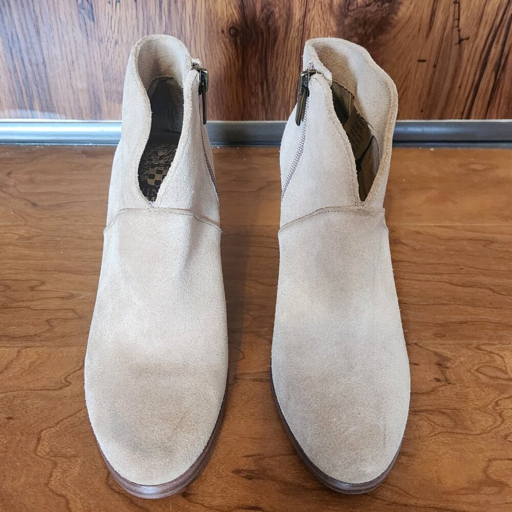 Vince Camuto Franell Suede Ankle Boots – Tan – Size 5.5 – Block Heel